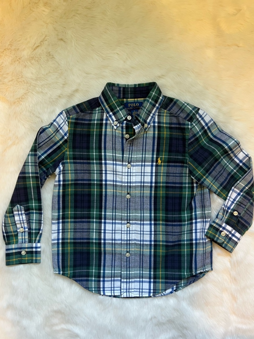 Polo by Ralph Lauren Green, Navy & White Plaid Button-Down Shirt